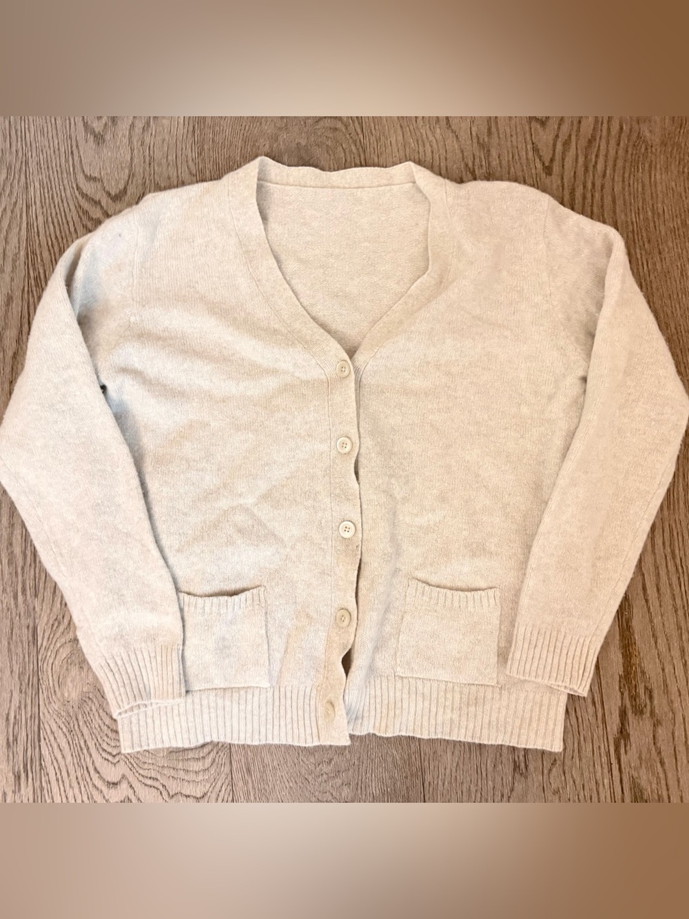 Brandy Melville Light Cream V-Neck Button Front Cardigan